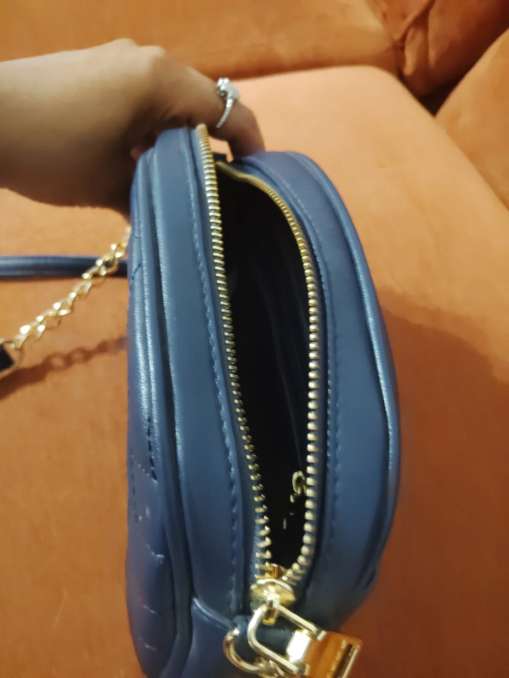 Bebe Sophia Quilted Canteen Navy Crossbody with Gold Hardware!